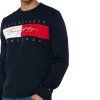 Bluza Tommy Jeans męska granatowa wkładana przez głowę bawełniana duże logo